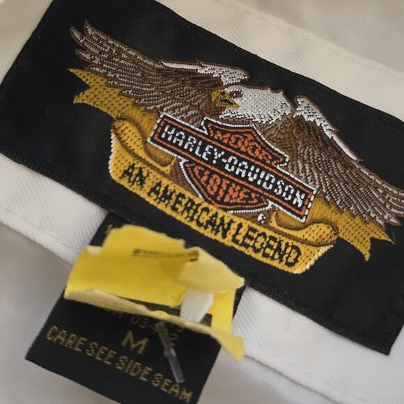 HARLEY DAVIDSON Racing Motor Cycles Cream Nylon Biker Jacket Coat Medium - Picture 5 of 8